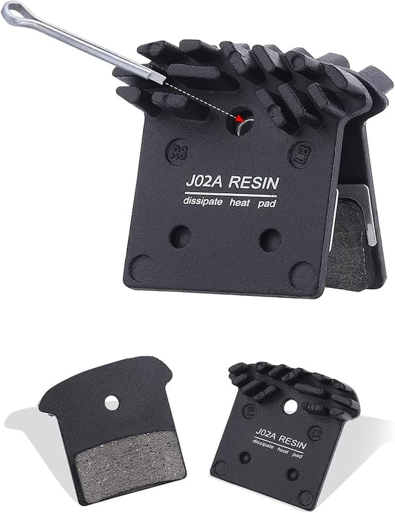 JFOYH J02A Resin Disc Brake Pads with Cooling Fin, Compatible with XTR M9000, DEORE XT M8100, SLX M7100, DEORE M6100 - Image 3